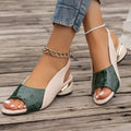 Ins Plaid Stone Pattern Sandals Summer Peep Toe Block Heels Ankle-strap Office Shoes For Women - Chilazexpress Ltd