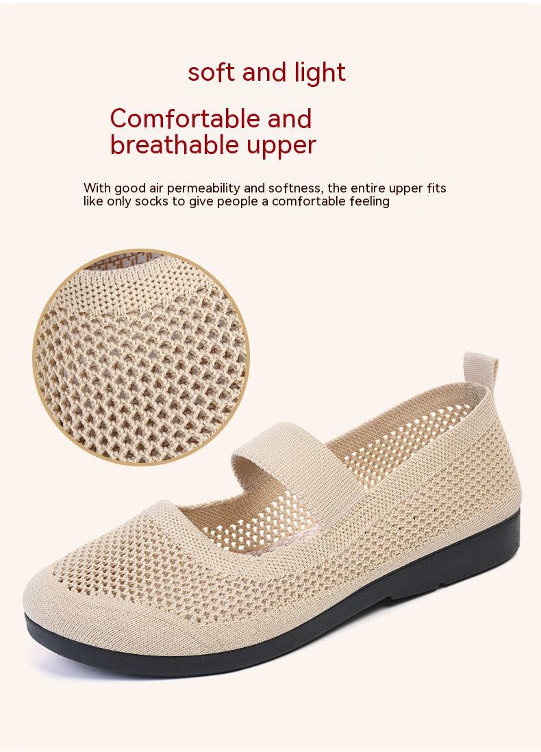 Casual Shoes For Women Flying Woven Women's Shoes Breathable Women Hollow Out Soft Bottom Mom Shoes - Chilazexpress Ltd