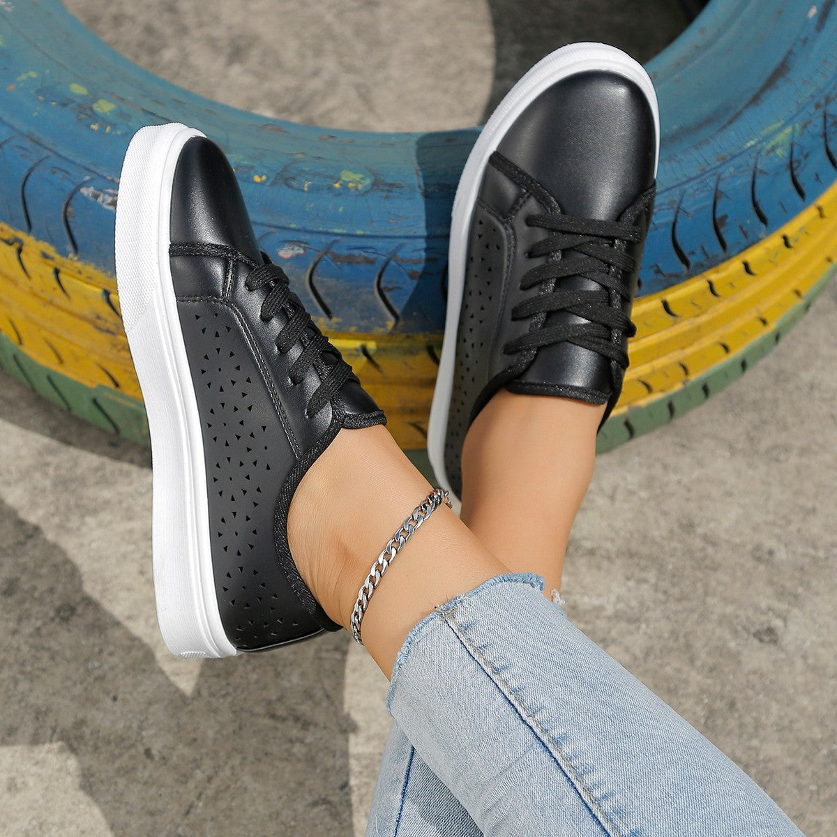 Cutout Flat Shoes Lace-up Hollow Out Walking Shoes For Women Loafers - Chilazexpress Ltd