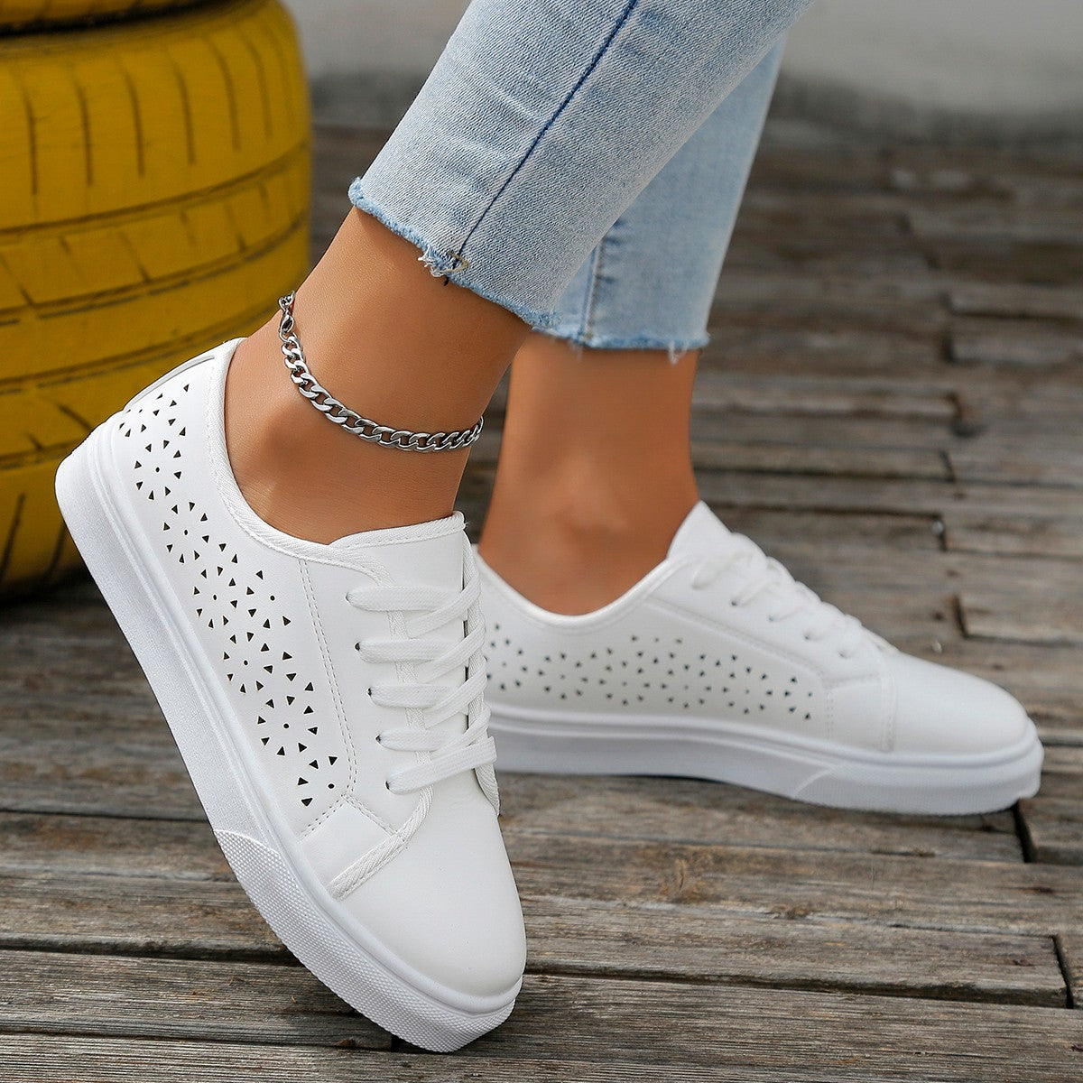 Cutout Flat Shoes Lace-up Hollow Out Walking Shoes For Women Loafers - Chilazexpress Ltd