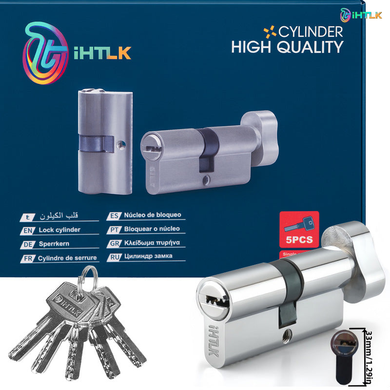 1 Piece Of European Standard Size, 70mm Length Knob Lock Cylinder, Lock Cylinder With 5 Keys, Suitable For Anti-Theft Doors, Office Doors, Stainless Steel Doors, Indoor Doors - Chilazexpress Ltd