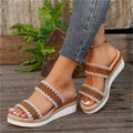 New Hemp Rope Woven Wedge Slippers Summer Ethnic Style Sandals Double Wide Strappy Shoes For Women - Chilazexpress Ltd