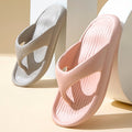 Solid Color Striped Texture Flip-Flops Slippers For Women Men Non-slip Wear-resistant House Shoes Summer Outdoor Beach Shoes Couple - Chilazexpress Ltd