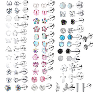 Stylish Stainless Steel Zircon Stud Earrings