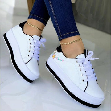 Flowers Embroidery Sneakers For Women Platform Shoes - Chilazexpress Ltd