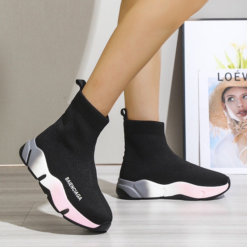 Black Sock Boots For Women Platform Shoes - Chilazexpress Ltd