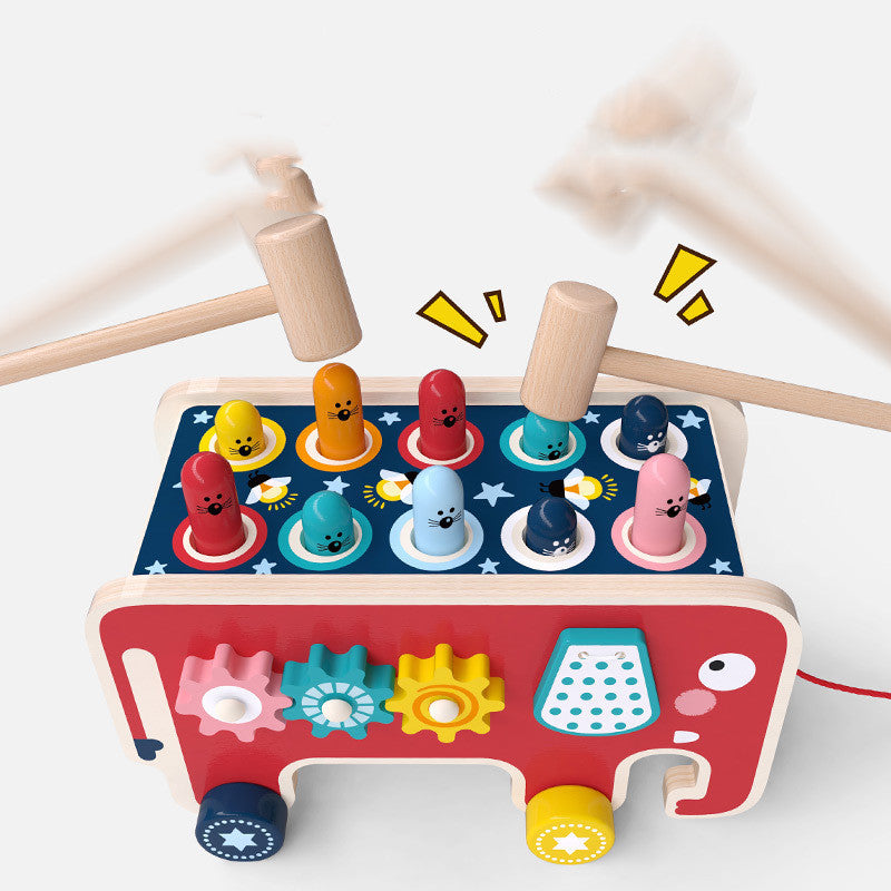 Montessori Toddlers Kids Wooden Pounding Bench Animal Bus Toys Early Educational Set Gifts For Children Toy Musical Instrument - Chilazexpress Ltd