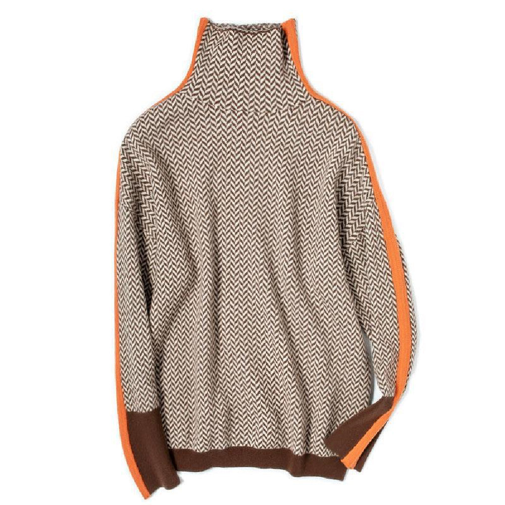 Women's Fashion High Neck Knitted Sweater
