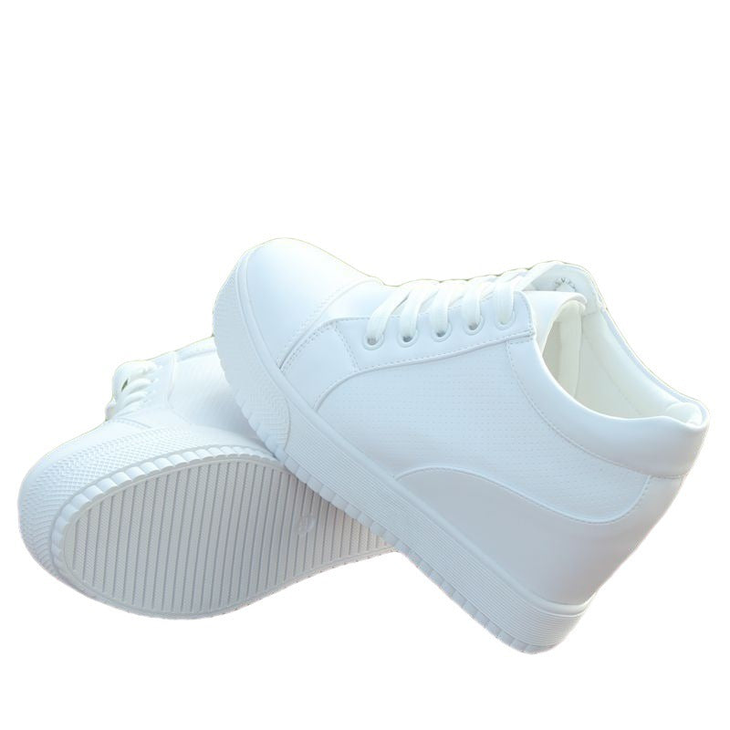 New Versatile Breathable White Shoes For Women Inner Height Increasing Casual Shoes - Chilazexpress Ltd