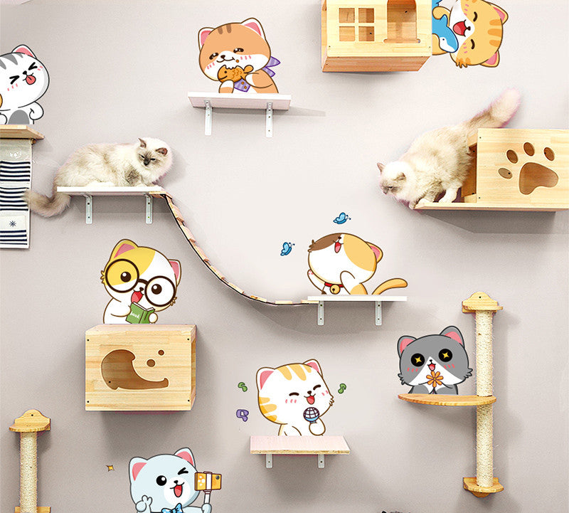 Cartoon Cat Wardrobe Stickers Creative Room Decoration Stickers Cat Litter Wall Stickers