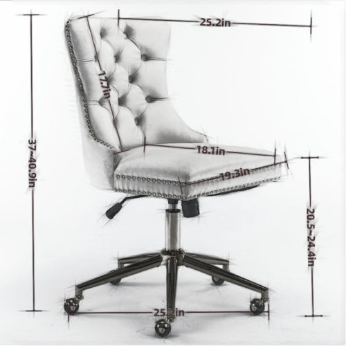 Velvet Fabric Tufted Button Home Office Chair, Adjustable Office Chair Swivel Office Chair - Chilazexpress Ltd