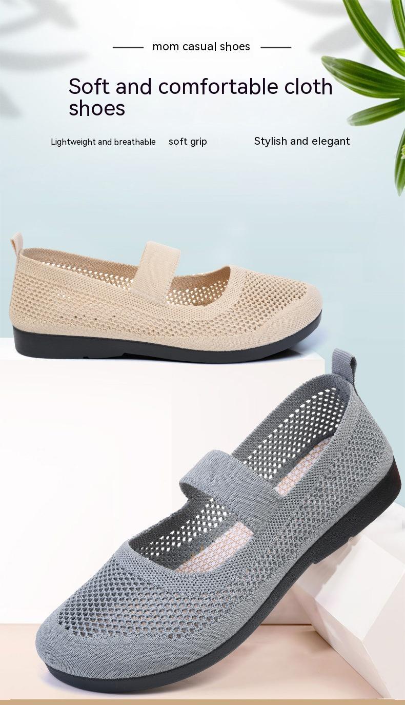 Casual Shoes For Women Flying Woven Women's Shoes Breathable Women Hollow Out Soft Bottom Mom Shoes - Chilazexpress Ltd