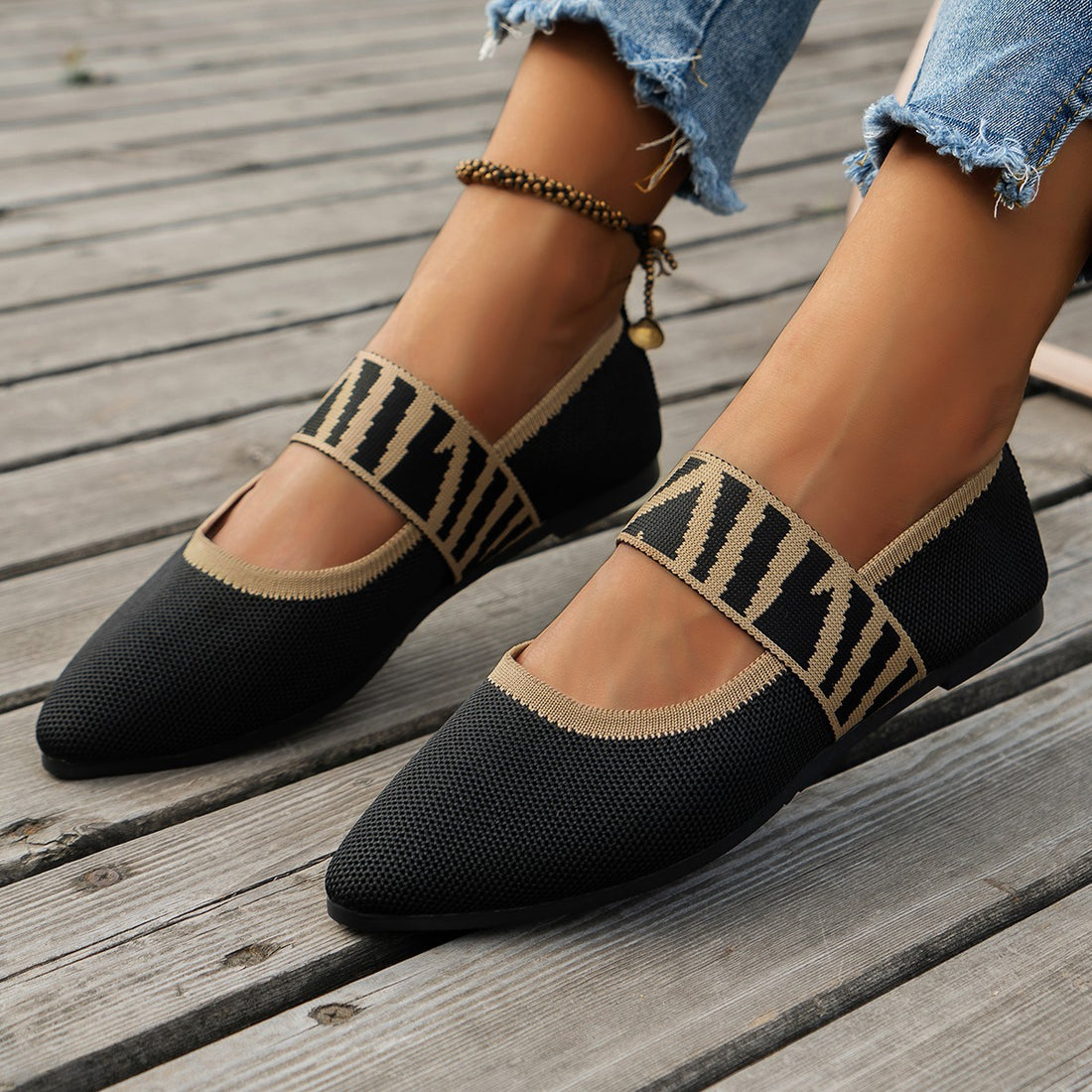 Striped Flats Shoes Fashion Casual Pointed Toe Loafers Lazy Shoes For Women - Chilazexpress Ltd