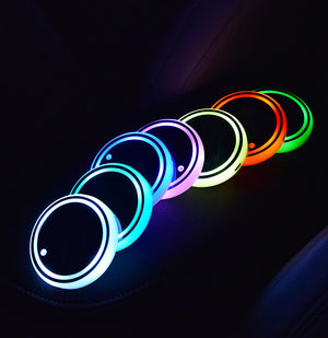 Colorful Cup Holder LED Light-up Coaster Solar & USB Charging Non-slip Coaster Ambient Light For Car Automatically