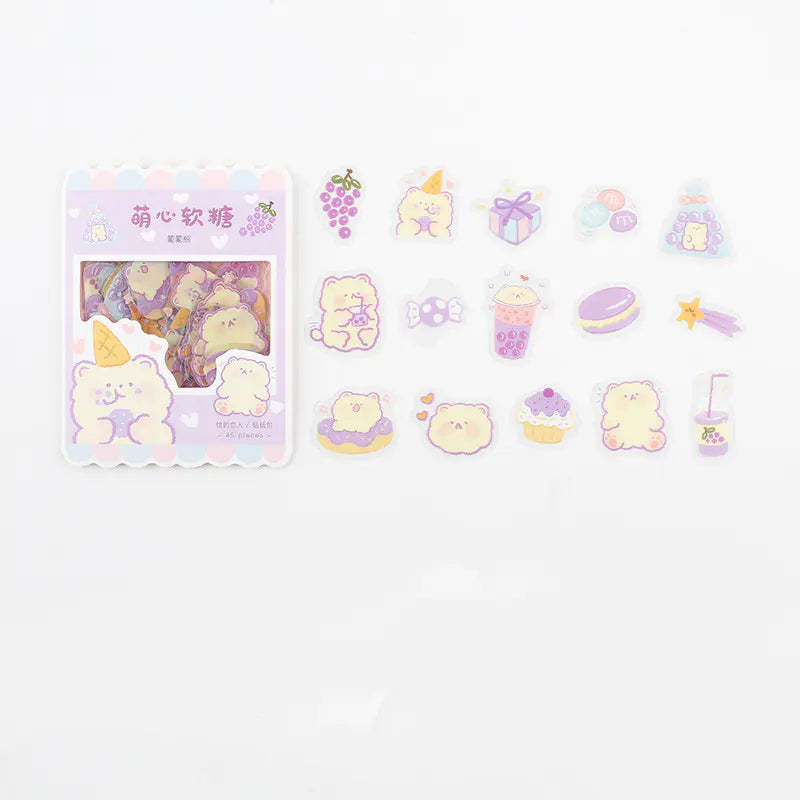 Cute Cartoon Animal & Fruit PVC Sticker Pack (45 pcs) - Chilazexpress Ltd