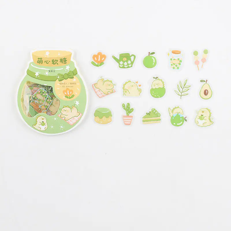 Cute Cartoon Animal & Fruit PVC Sticker Pack (45 pcs) - Chilazexpress Ltd