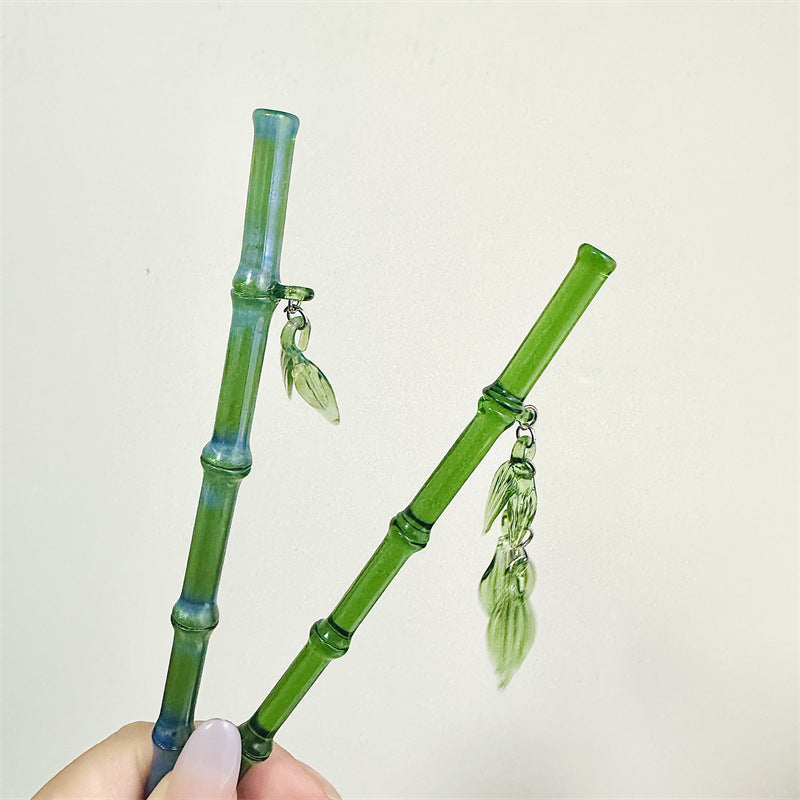 Glazed Bamboo Leaf Hairpin for Women