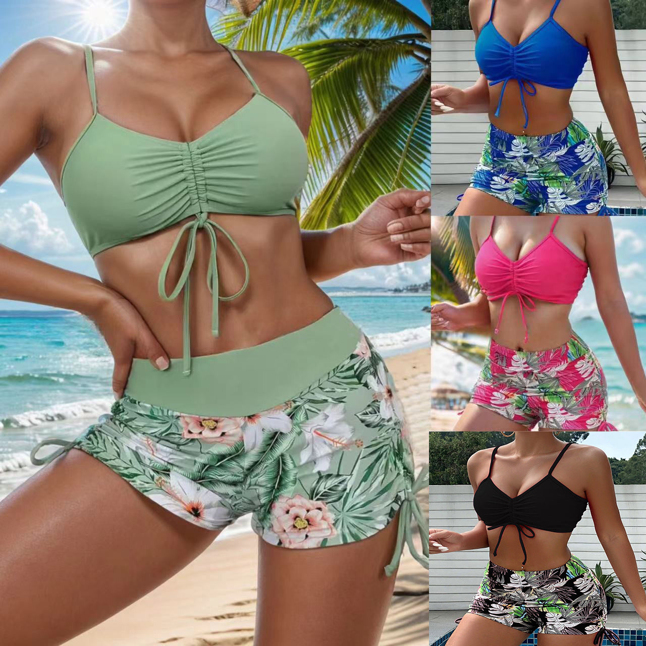 Plus Size Two-Piece Split Bikini Set