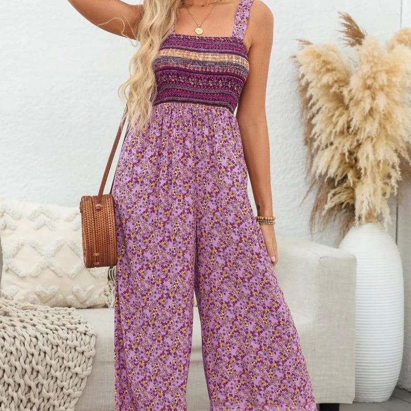Bohemian Strap Print Jumpsuit