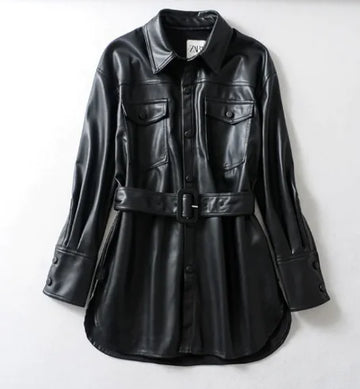 Women's High Waist Lace-Up PU Jacket - Chilazexpress Ltd