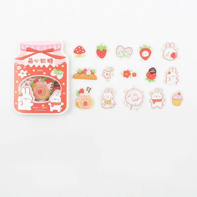 Cute Cartoon Animal & Fruit PVC Sticker Pack (45 pcs) - Chilazexpress Ltd