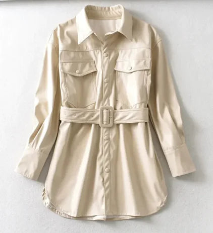 Women's High Waist Lace-Up PU Jacket - Chilazexpress Ltd