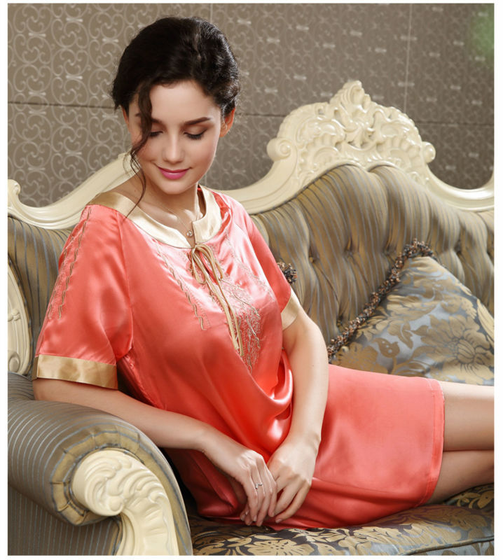 pure silk nightgowns women Sexy sleepwear Home dresses SILK nightdress –  Chilazexpress Ltd