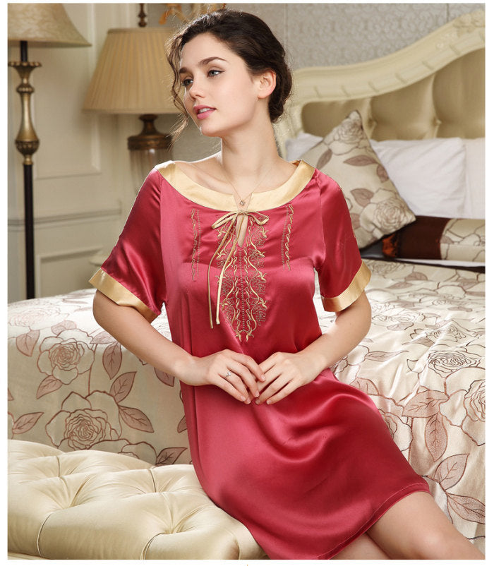 pure silk nightgowns women Sexy sleepwear Home dresses SILK nightdress –  Chilazexpress Ltd