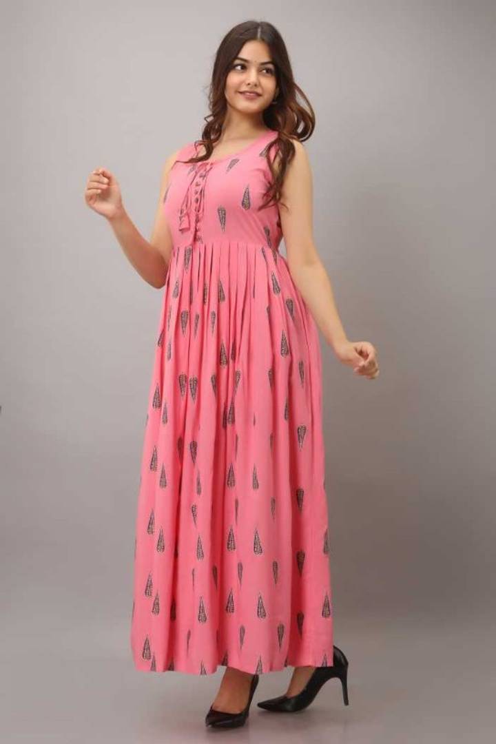 Rayon Printed Maxi Dress For Women's and Girl's