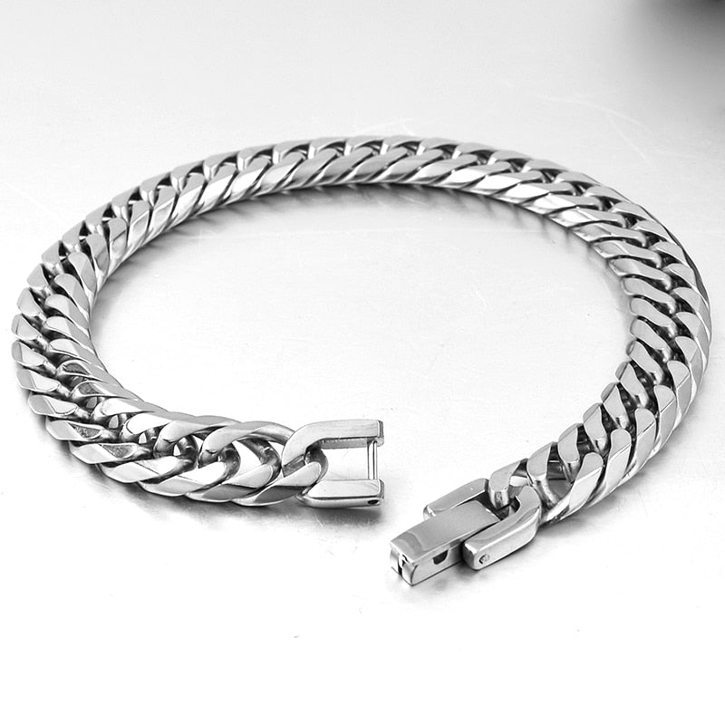 ZumrutStainless Steel Casual Hand Hip Hop Mens Cuban Chain Style Bracelet  with S Lock for Men/Boys