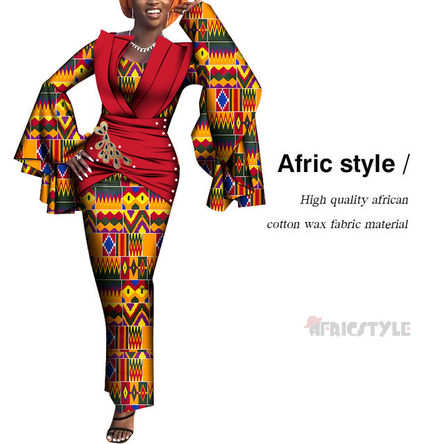 Women Summer African Fabric Print Dress