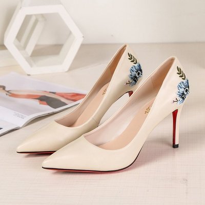 Stiletto Embroidered Women's Pointed High Heels Shoes