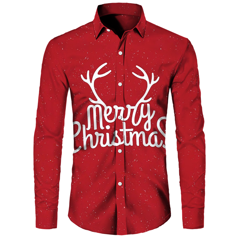 Christmas Theme 3D Printed Men Button Shirts