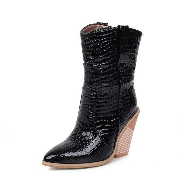 Ankle boots hoof high heels pointed toe women boots