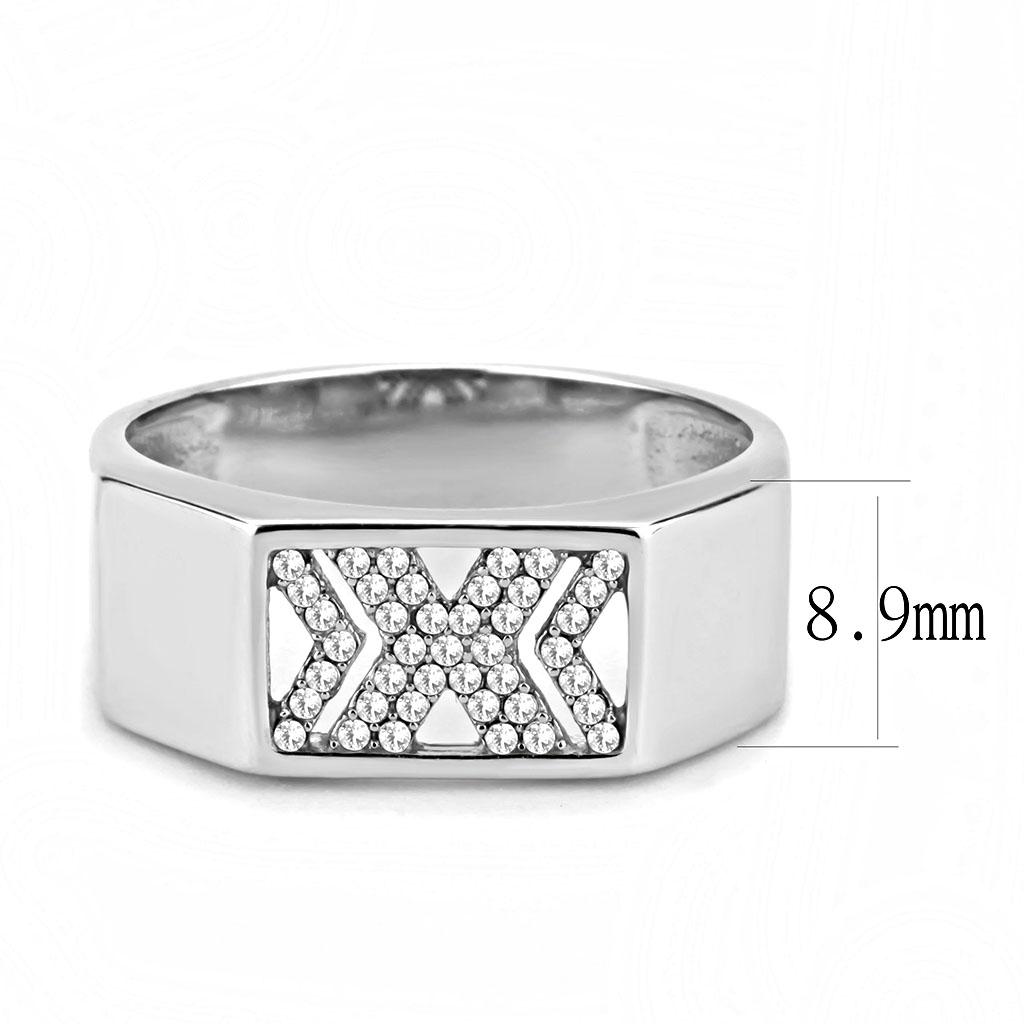 DA285 - High polished (no plating) Stainless Steel Ring with AAA Grade
