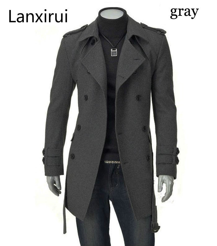 Fast Shipping  New Men &#39;S Jackets Double Platoon Buckle Men Long Coat With Belt Double Breasted Trench Coat Dropshipping