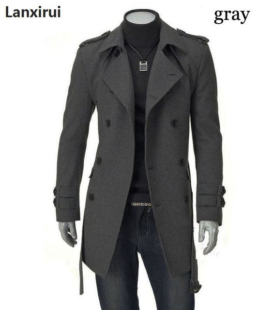 Fast Shipping  New Men &#39;S Jackets Double Platoon Buckle Men Long Coat With Belt Double Breasted Trench Coat Dropshipping