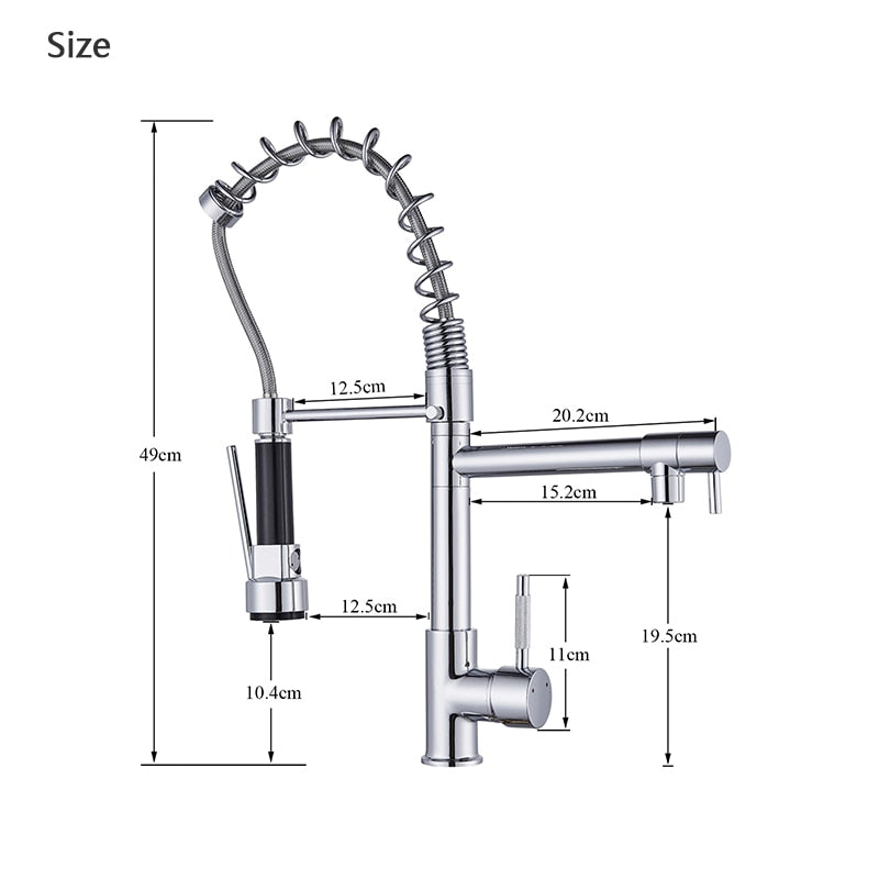 Rozin Black and Rose Golden Spring Pull Down Kitchen Sink Faucet  Hot &amp; Cold Water Mixer Crane Tap with Dual Spout Deck Mounted