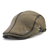 High Quality Brand Knitted Beret Casquette Homme Leather Flat Cap for Men