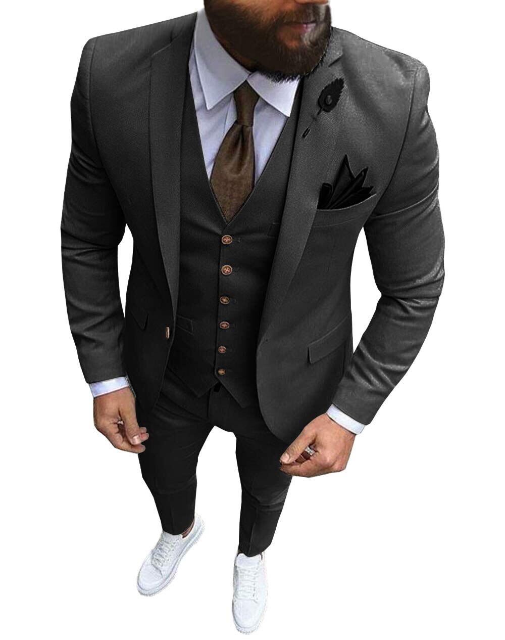 Men's Suit Slim Fit, 3 Piece Suits for Men, One Button Solid Jacket Vest  Pants with Tie - China Work Pant Suits and Women Business Interview Suit  Set price | Made-in-China.com