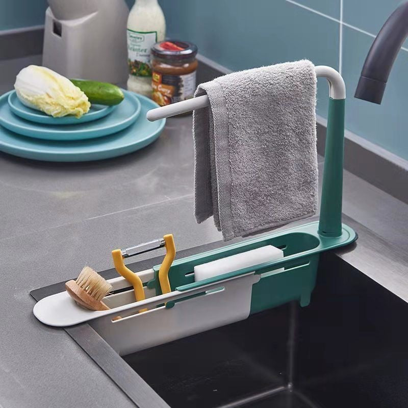 Telescopic Sink Shelf Kitchen Sinks Organizer Soap Sponge Holder Sink Drain Rack Storage Basket Kitchen Gadgets Accessories Tool