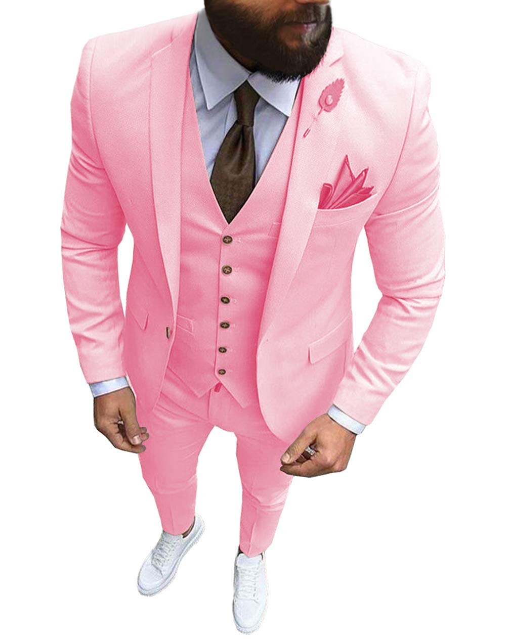 Fashion Men Suits 3 Piece Jacket Vest Pants Set Groom Wedding Man Suits  2022 Prom Tuxedo Formal Business Blazer Costume Color As Picture size  XSEU44 Or US34