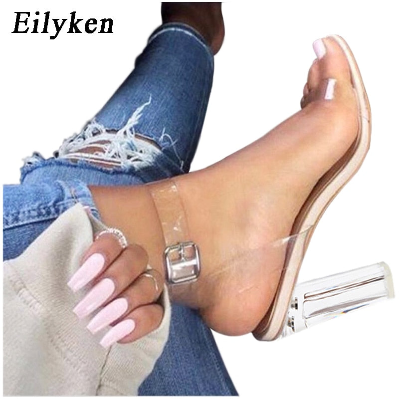 PVC Jelly Crystal Open Toed High Heels Transparent Shoe