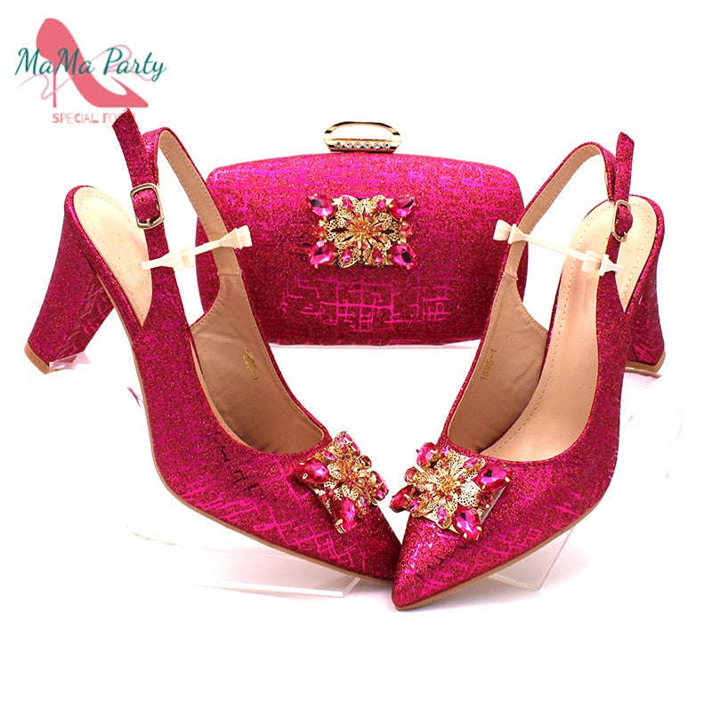 2021 NEW Matching Shoes and Bag Set African Wedding Shoe and Bag