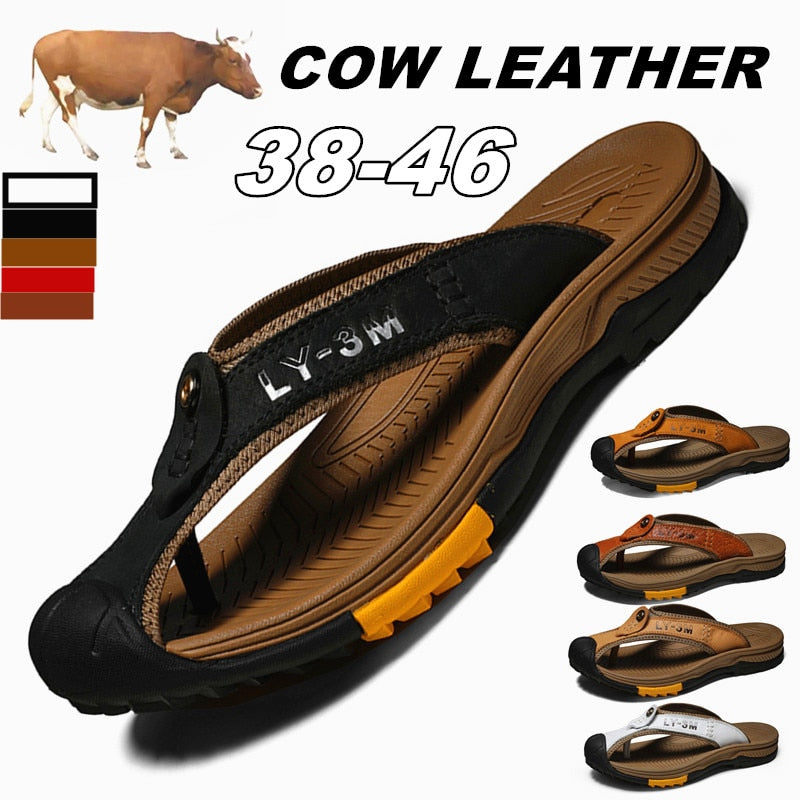 Summer Genuine Cow Leather Men Sandals Men's