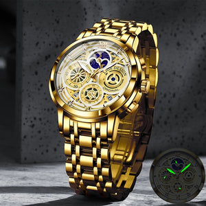 Luxury Men Quartz Gold Waterproof Wrist Watch