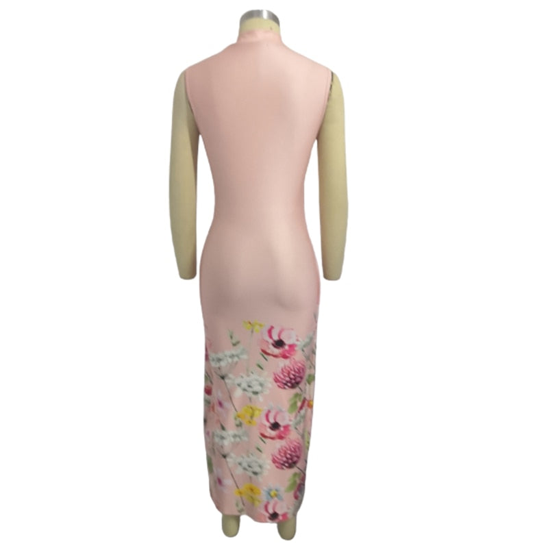 Sleeveless Floral Print Elegant Dress