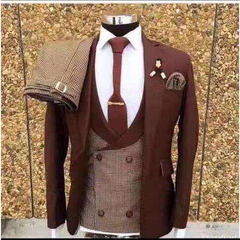 Fashion trend 3 piece business formal Party Burgundy Red Wedding Suit for men