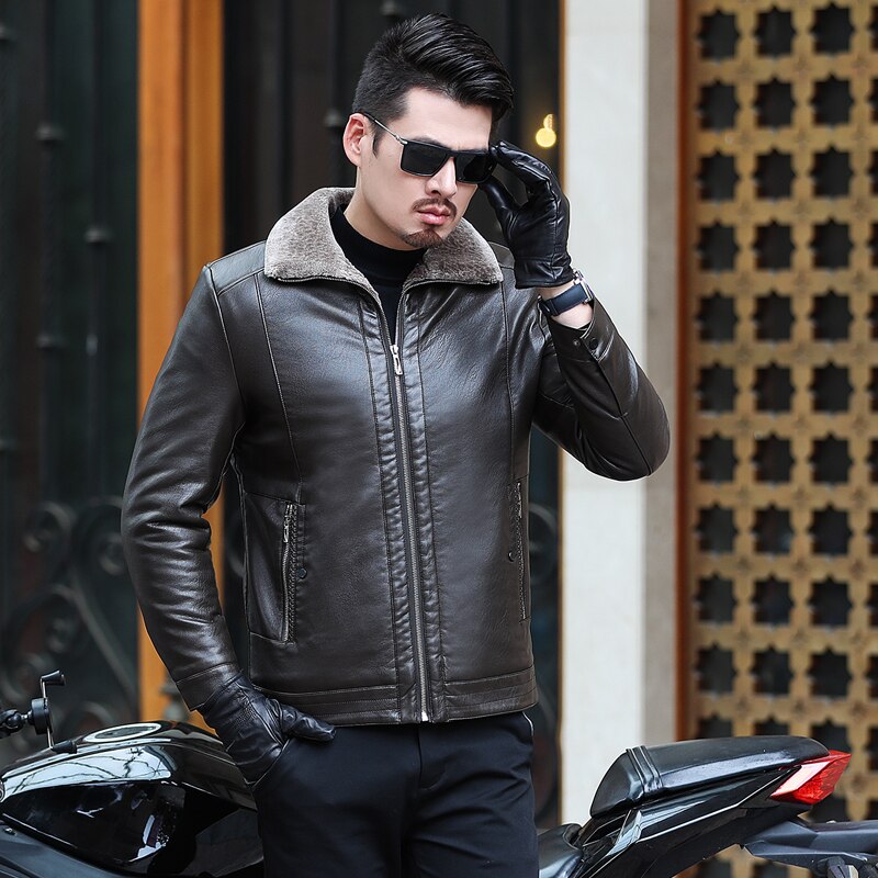 Brand Winter Thick Leather Casual Men Jacket