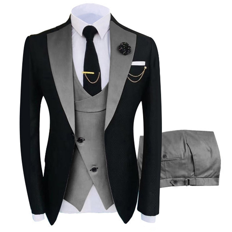 New Homme 3 Piece Set Jacket+Trousers+Vest Clothing